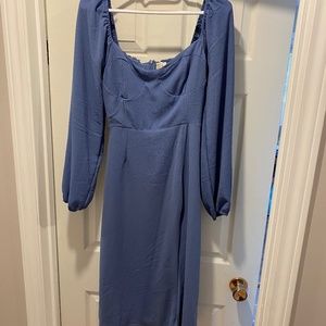 French Blue Long Sleeve Midi Dress - NWT